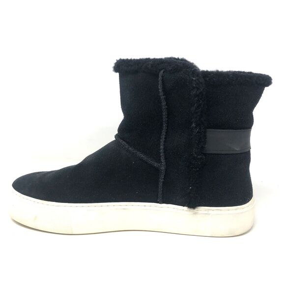 UGG Aika Ankle Boot Womens Sz 10 Buckle Black Suede Pure Sheep Wool Lining Cozy - Picture 9 of 16
